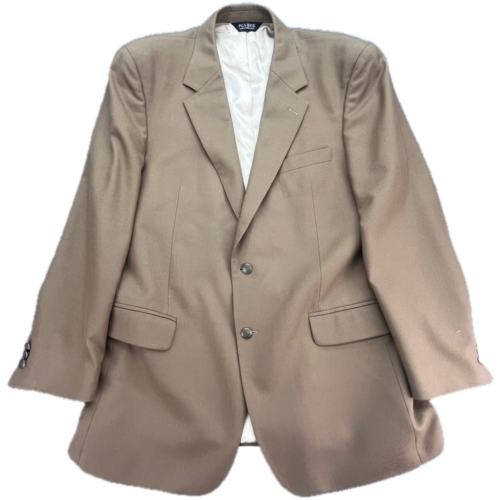 Jos A Bank Mens 44R Tan Wool Cashmere Blend Sport Coat Blazer 2‎ Button 1 Vent